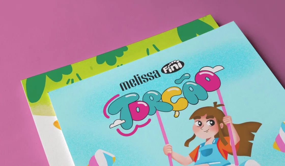 Close-up do cartaz Torção impresso sobre fundo rosa, com uma segunda folha aparecendo por baixo