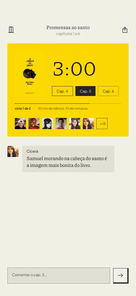 Tela do Tsumu: quebra do silêncio com a primeira mensagem no chat