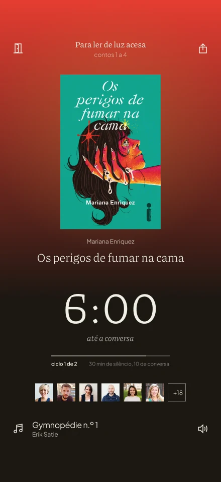Tela do Tsumu: sala de leitura marcando 6:00 até a conversa