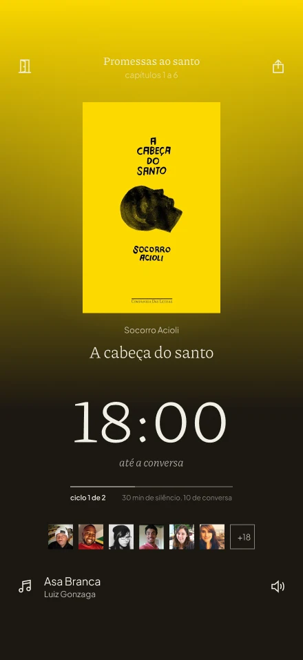 Tela do Tsumu: sala de leitura de A cabeça do santo, em amarelo