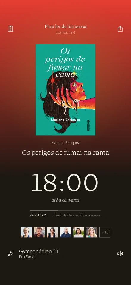 Tela do Tsumu: sala de leitura de Os perigos de fumar na cama, em vermelho