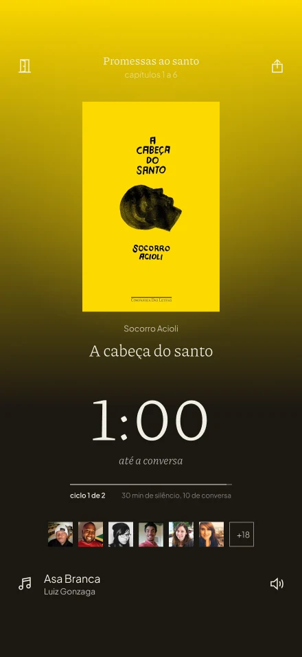 Tela do Tsumu: sala de A cabeça do santo marcando 1:00