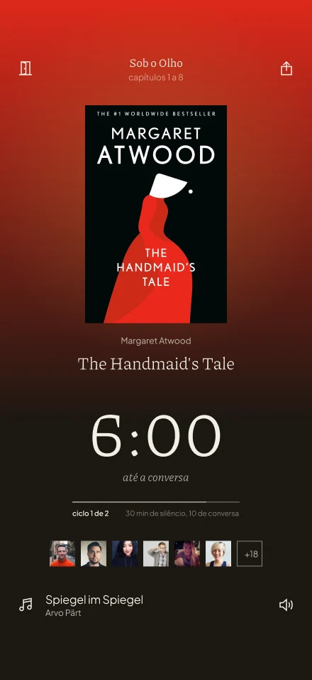Tela do Tsumu: sala de The Handmaid’s Tale marcando 6:00